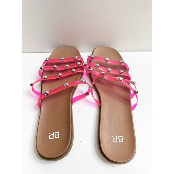 BP Jelly Strap Pink Slide Sandals Size 10 Slip On Open Toe Studded - Picture 5 of 7